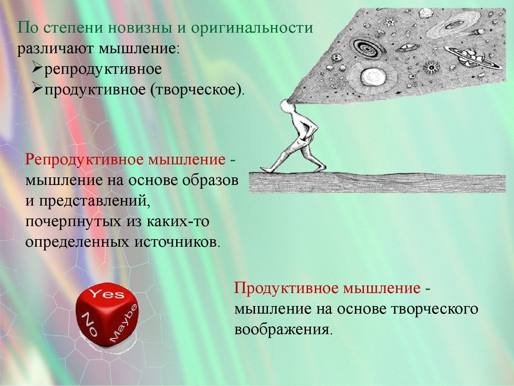 Презентация на тему мышление. Творческое (продуктивное) мышление. Репродуктивное и творческое мышление. Репродуктивное продуктивное творческое мышление.