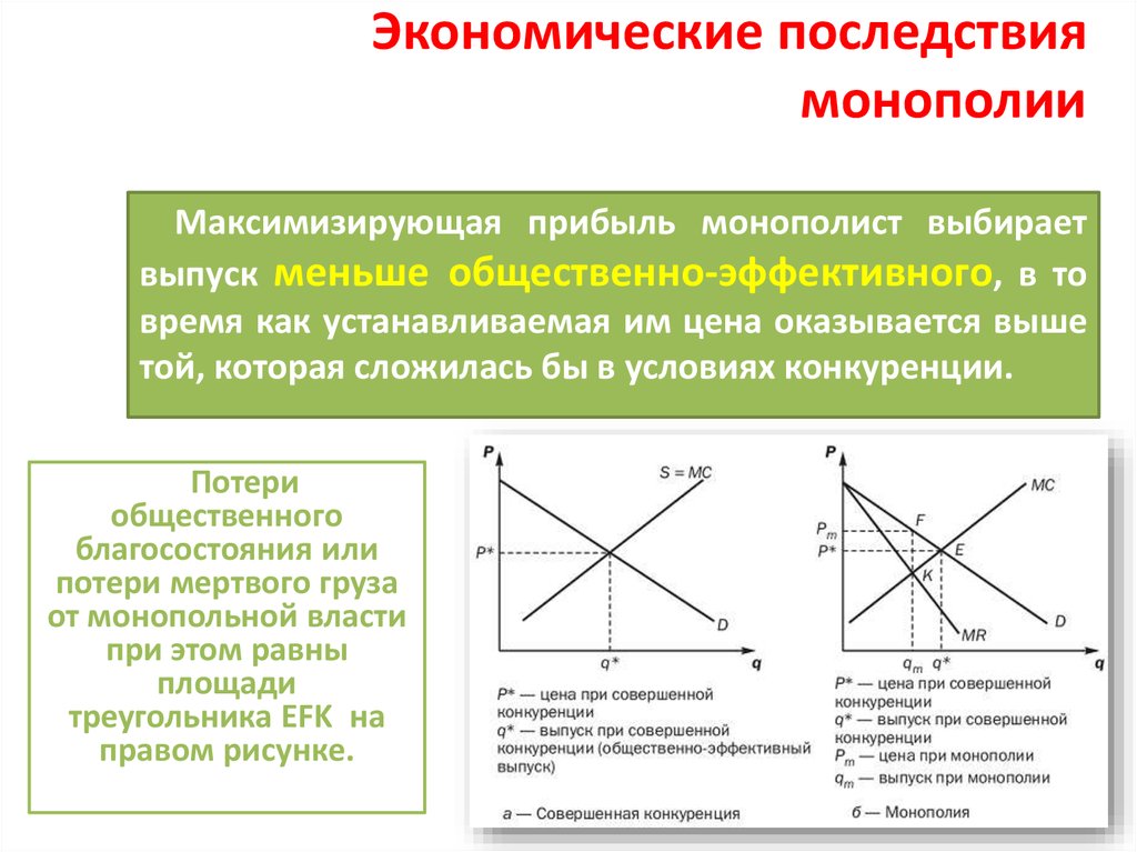 Монополия и монопольная власть экономические последствия монополизации рынка проект