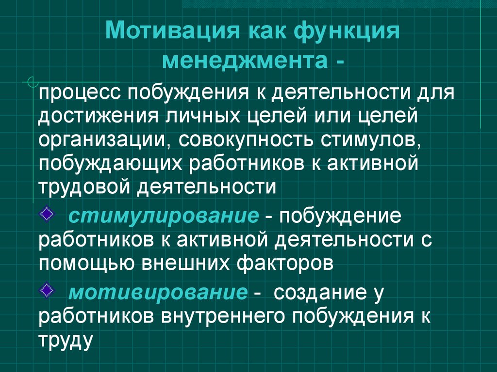 Мотивация как функция управления презентация