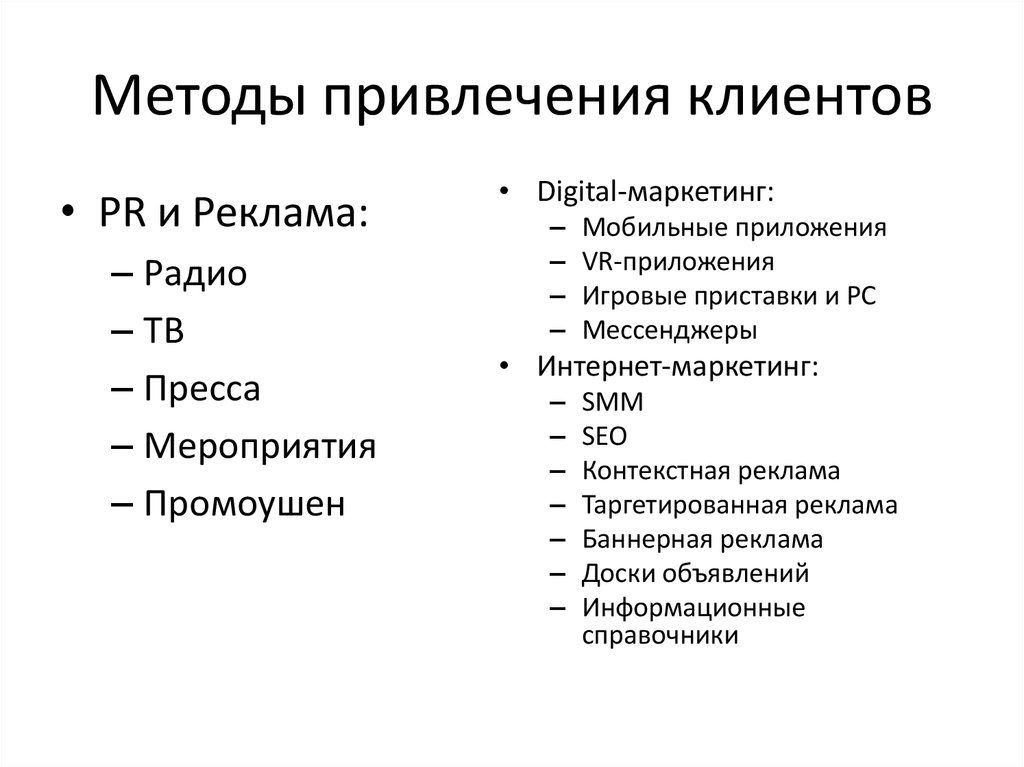 План по привлечению новых клиентов