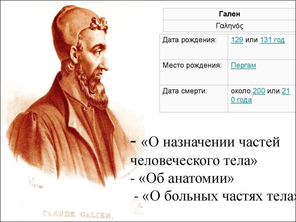 Гален сайт. Гален (131--211 гг. н. э.). О частях человеческого тела Гален. Жизнь и медицинская деятельность Галена из Пергама. О больных частях тела Гален.