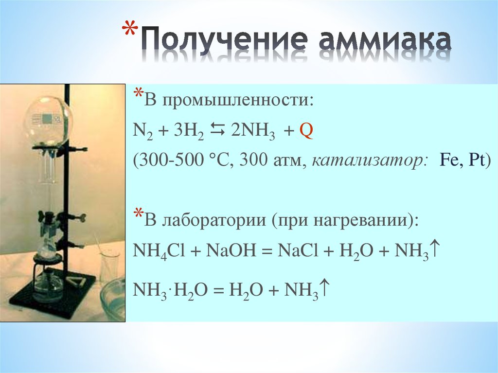 Прибор для получения аммиака в лаборатории. Уравнение реакции получения аммиака. Синтез аммиака в промышленности уравнение реакции. Синтез аммиака реакция соединения. Реакция получения аммиака из простых веществ.