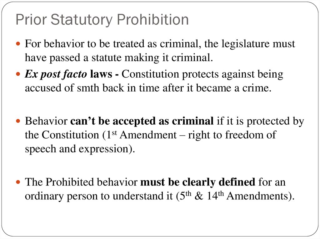 Prior Statutory Prohibition