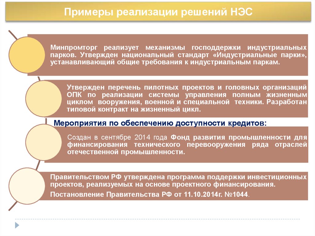 Минпромторг утвердил перечень. Подходы к планированию проекта. Механизмы господдержки инвестиционных проектов. Реализация государственных решений. Требования к индустриальным паркам.