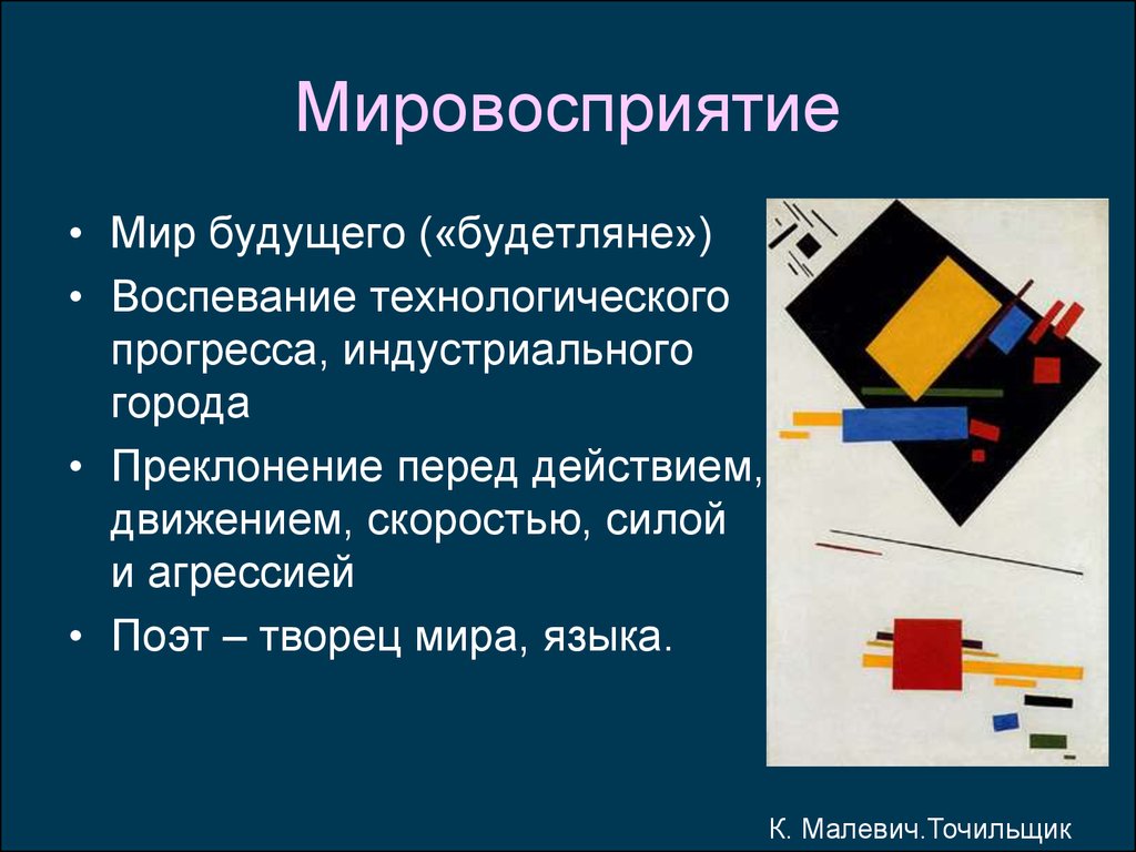 Мировосприятие. Будетляне Малевич. Мировосприятия. Малевич с будетлянами.