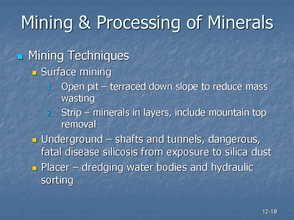 Mining & Processing of Minerals