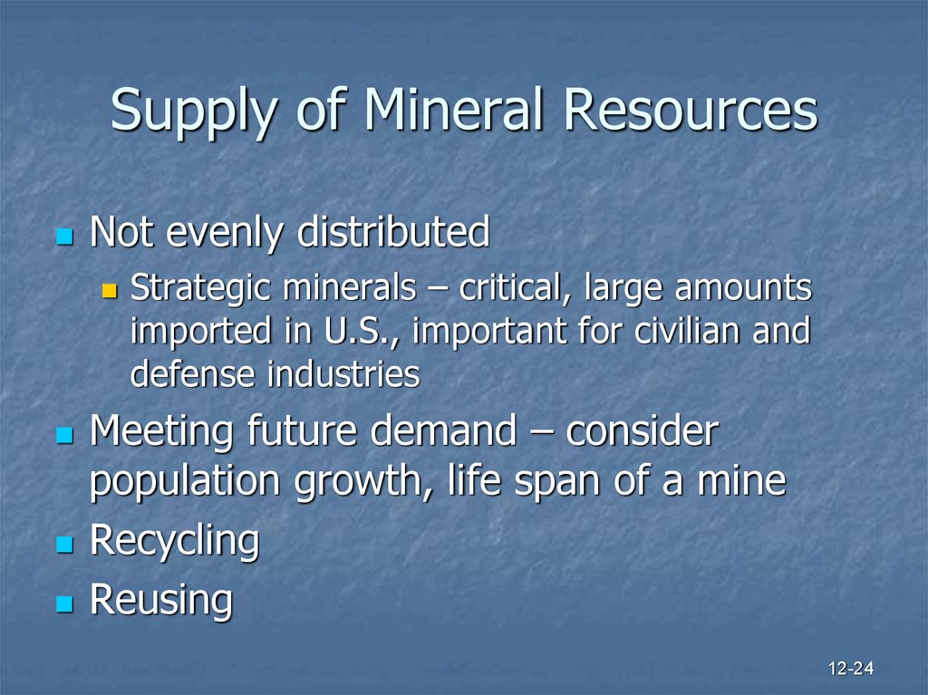 Supply of Mineral Resources