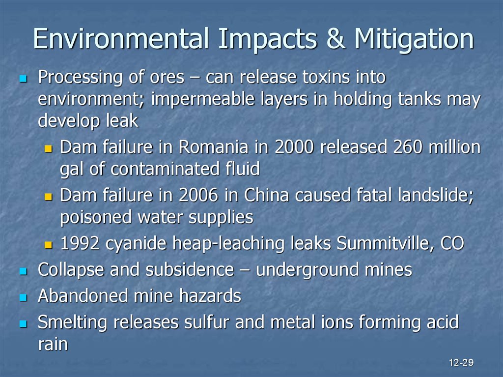 Environmental Impacts & Mitigation