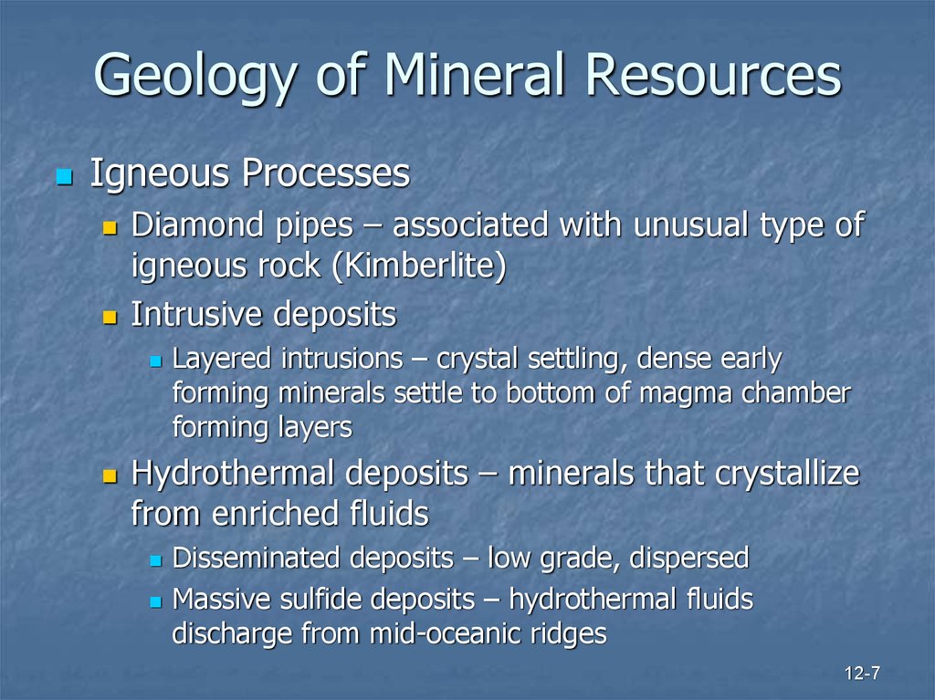 Geology of Mineral Resources