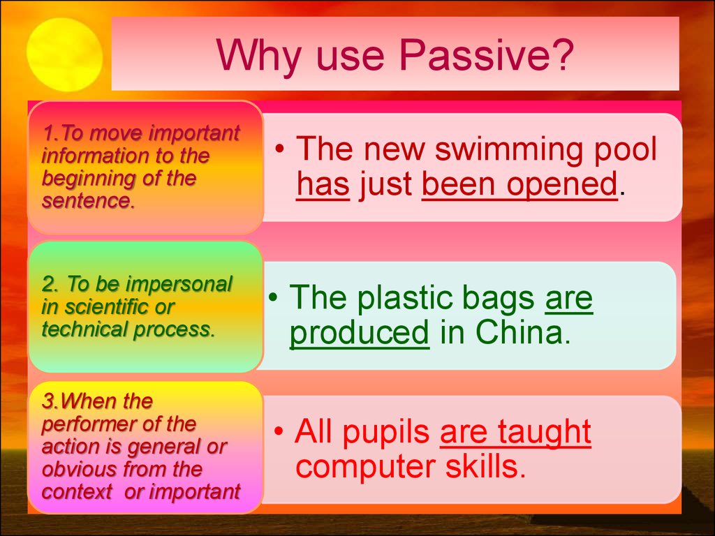 Make up sentences in passive