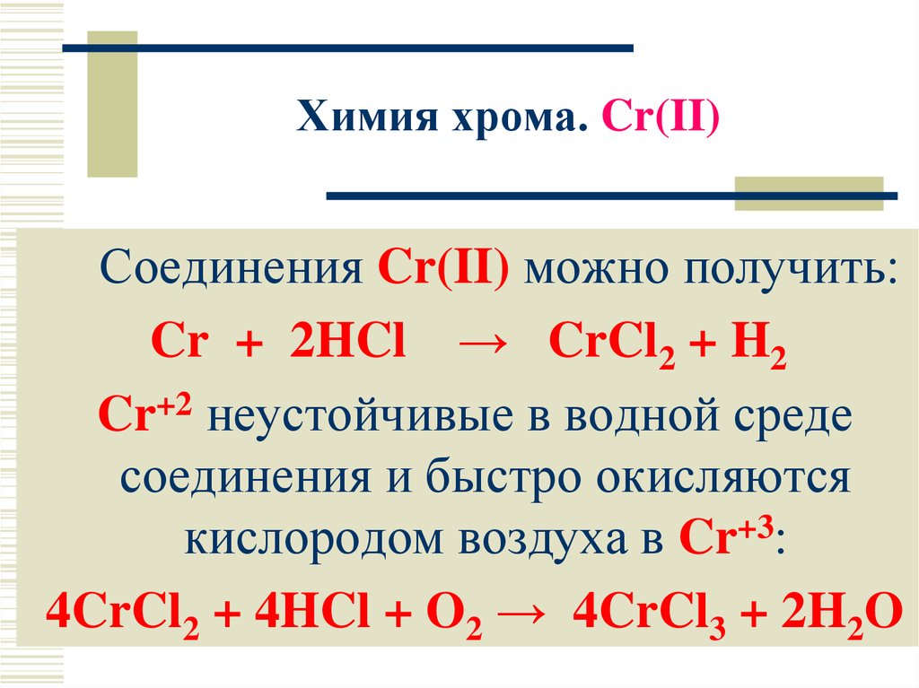 Химия хрома. Cr(II)