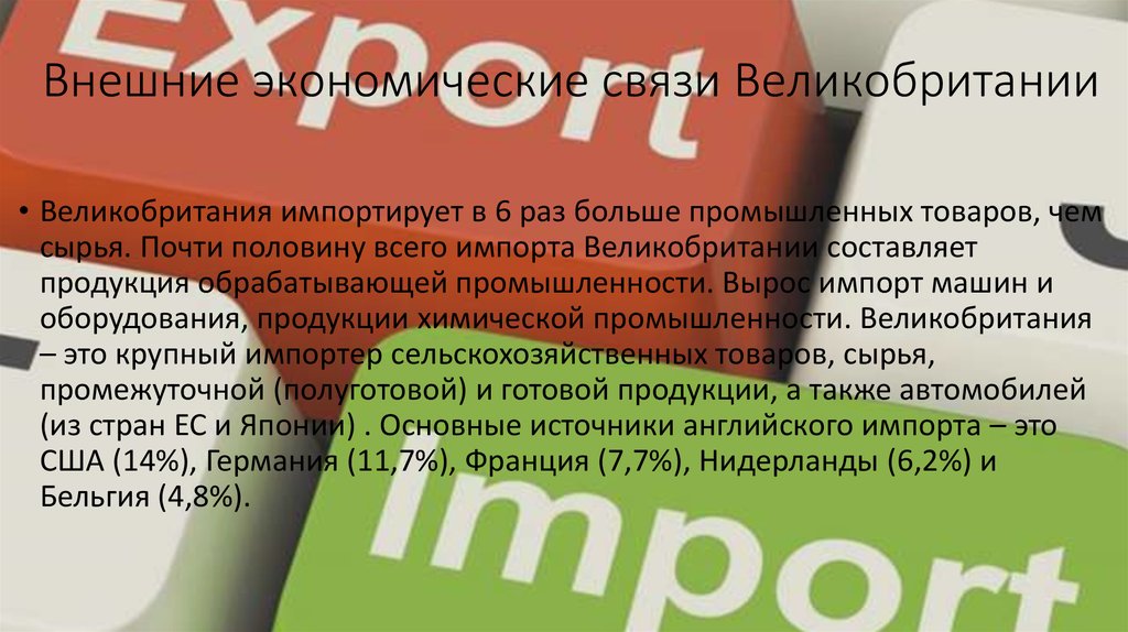 Внешнеэкономические связи великобритании презентация