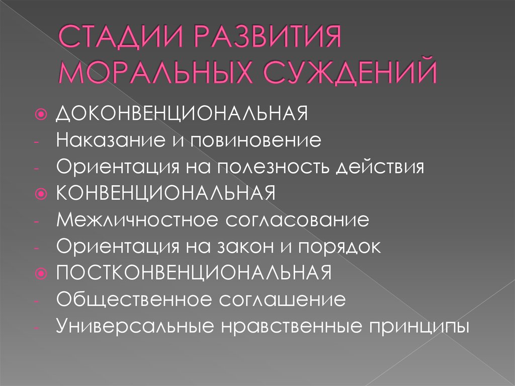 Нравственные суждения. Стадии развития моральных суждений. Развитие морального суждения. Моральные суждения в психологии. Постконвенциональные стадии.