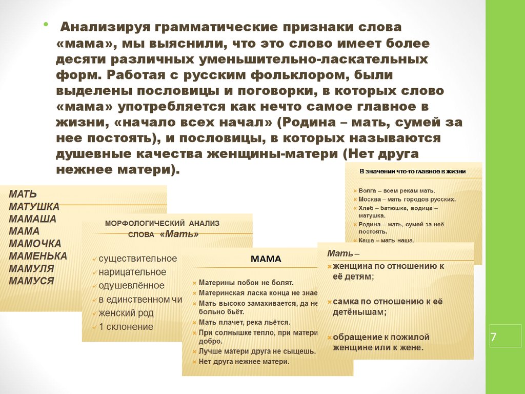 Аттестационная работа. Методическая разработка проектноисследовательской  работы «Слово о матери» - презентация онлайн