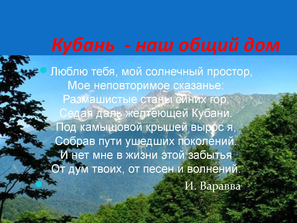 Единый Всекубанский классный час «Имя Кубани» - презентация онлайн