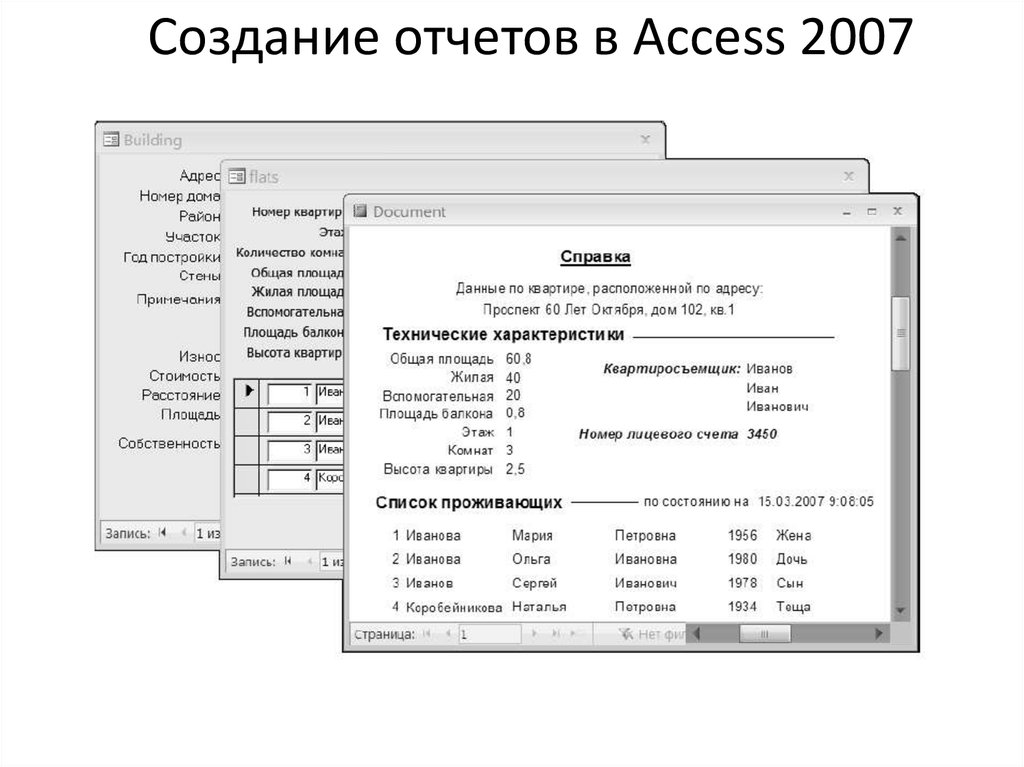 Access форма отчетов