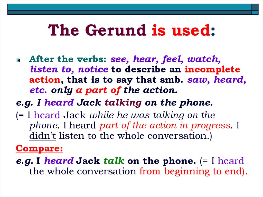 Gerund forms exercises