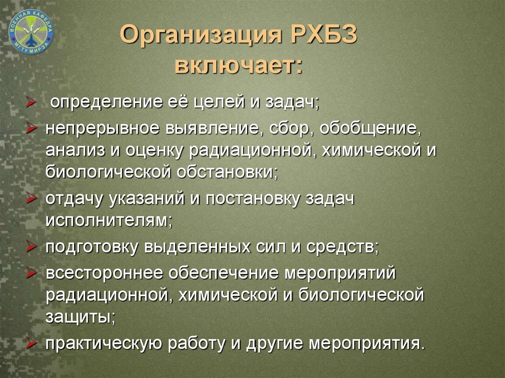 Основы рхбз это что. Планирование и организация РХБ защиты. Организация РХБЗ В воинской части. Мероприятия РХБЗ. Задачи войск РХБ защиты.