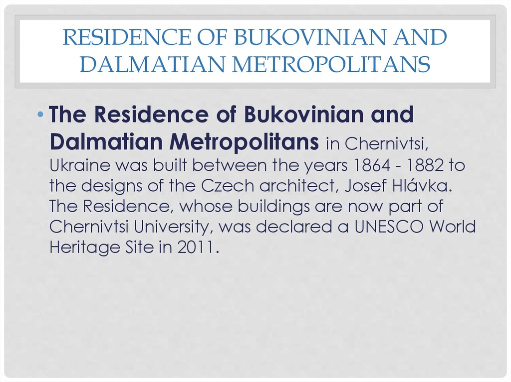 Residence of Bukovinian and Dalmatian Metropolitans