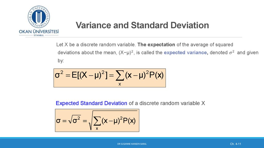 Variance and Standard Deviation