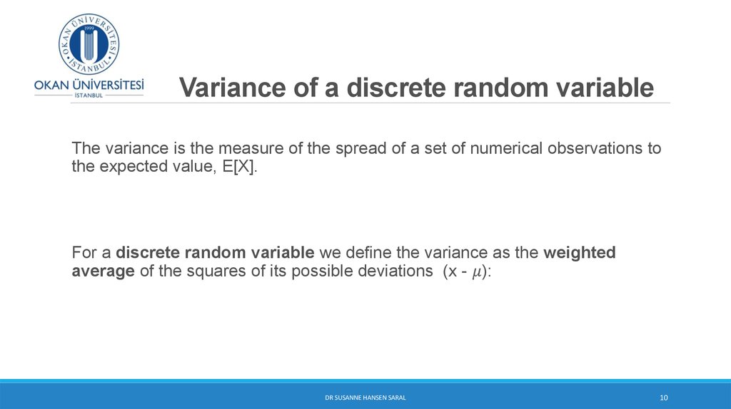 Variance of a discrete random variable