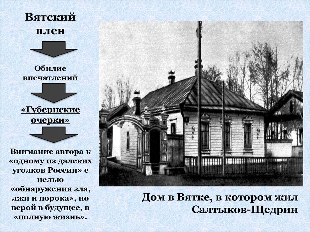 Очерк щедрина. Салтыков Щедрин на службе в Вятке. Салтыков Щедрин в Вятке. Салтыков-Щедрин Военная служба ссылка в Вятку дом. Салтыков-Щедрин в Вятке презентация.