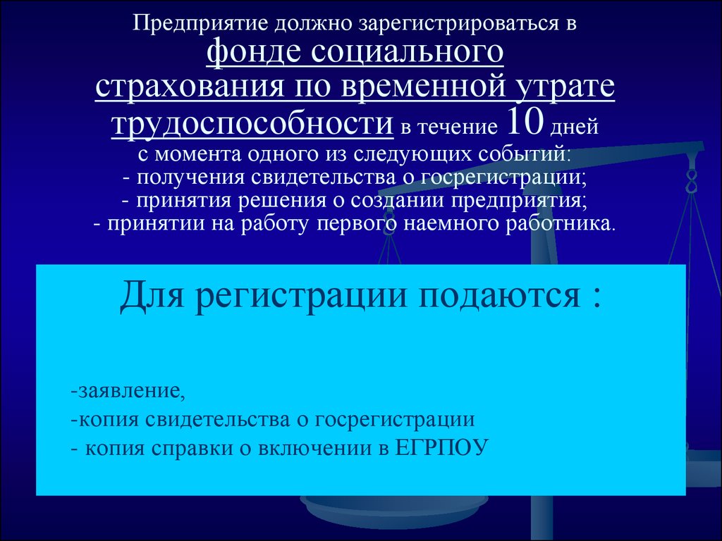 Регистрация фонда. Как должно быть зарегистрировано предприятие. Предприятие должно быть зарегистрировано.