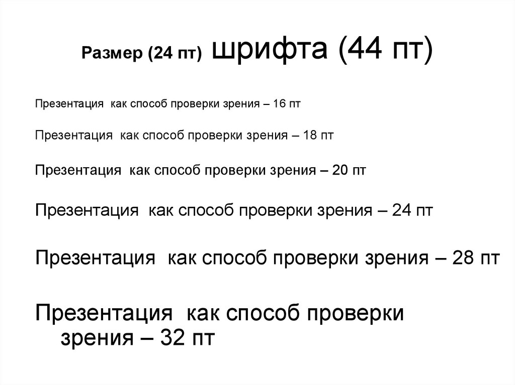 Размер шрифта презентации