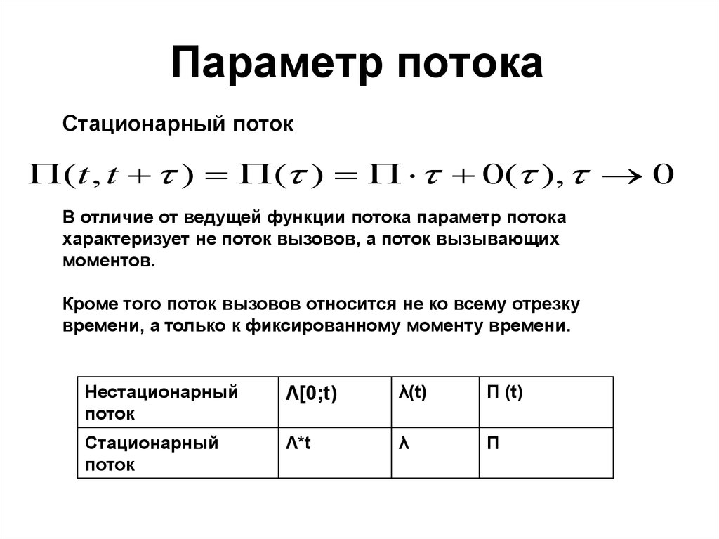 Параметры потока