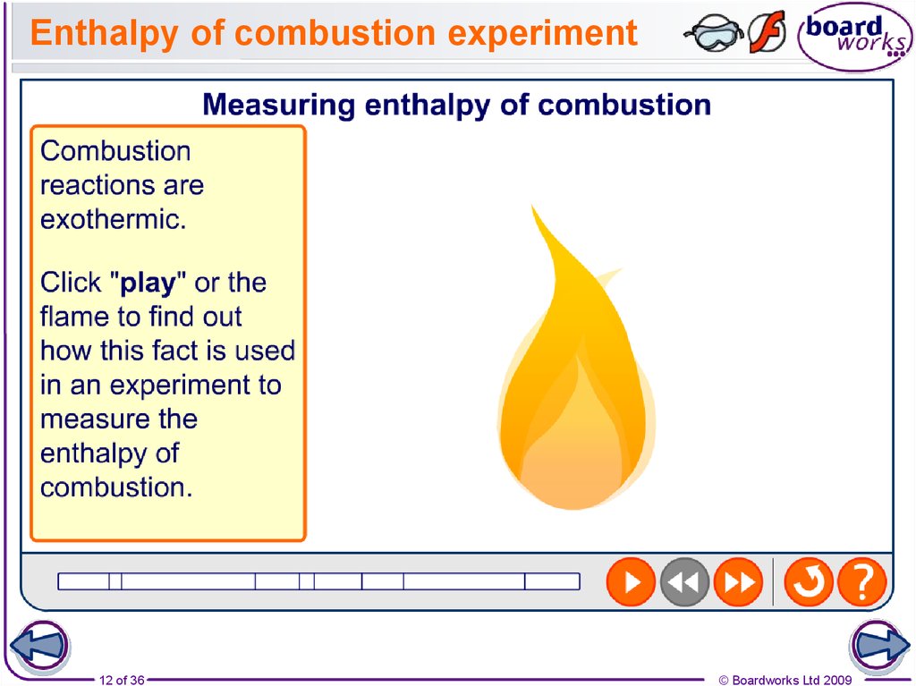 Enthalpy of combustion experiment