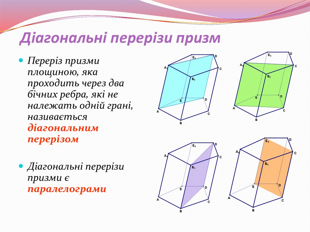 Діагональні перерізи призм