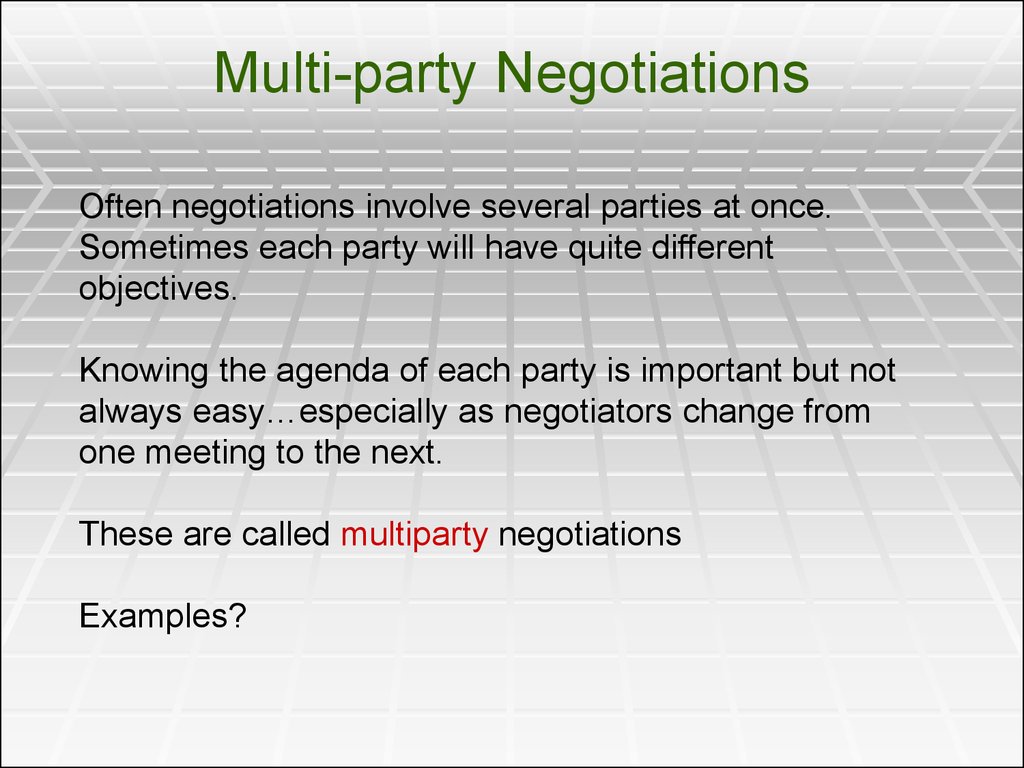 multi party negotiation case study