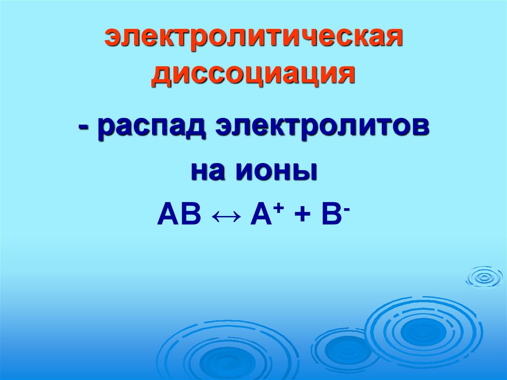 Распад электролитов на ионы