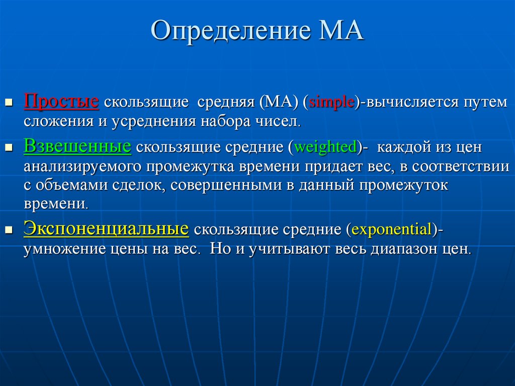 Взвешенное скользящее среднее. Микро и макро усреднение. Диапазон усреднения. Вывод по скользящим средним.