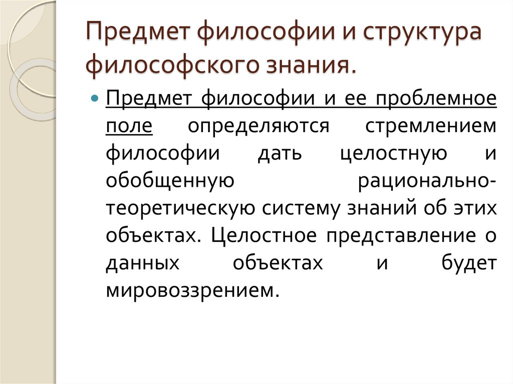 Предмет философии науки. Предмет философского знания. Предмет философии и ее структура. Проблемное поле философии.