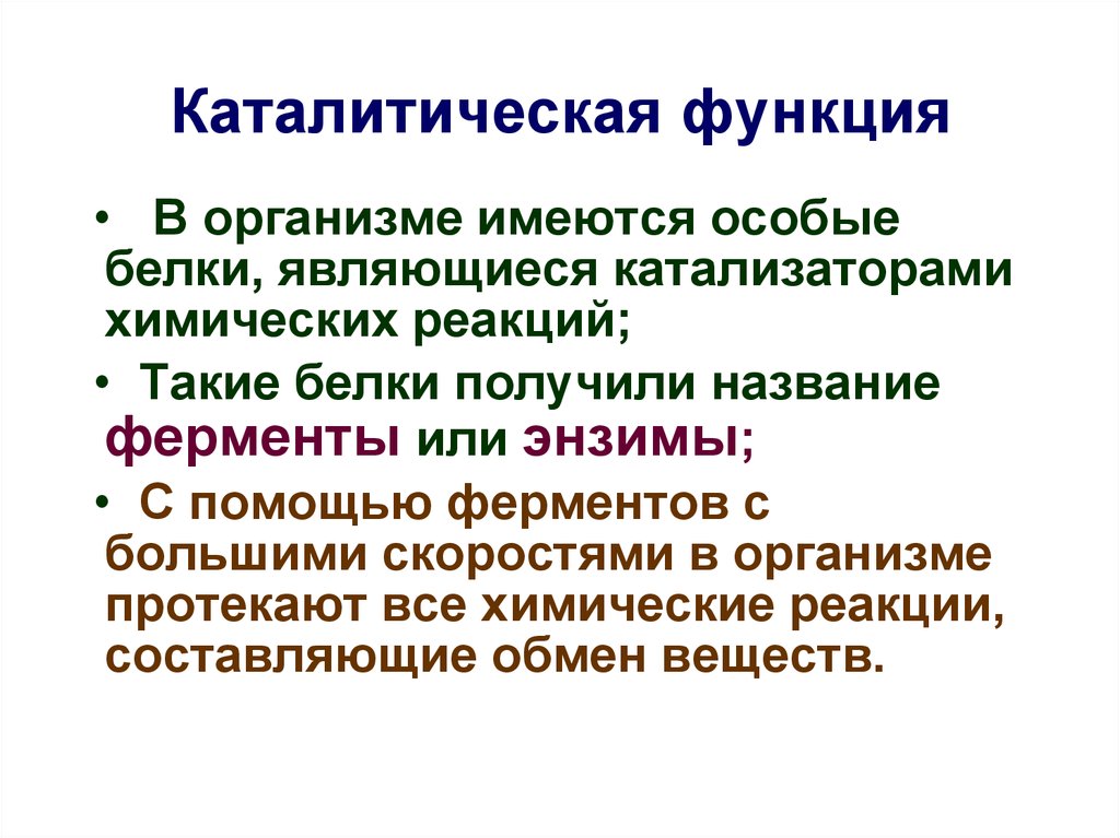 Белки выполняющие функцию катализаторов