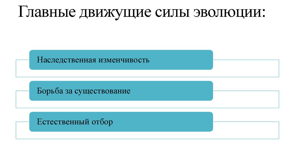 Основные движущие силы эволюции. Вывод о движущих силах эволюции. Последовательность действия движущих сил эволюции. Движущие силы – это наследственная изменчивость,.