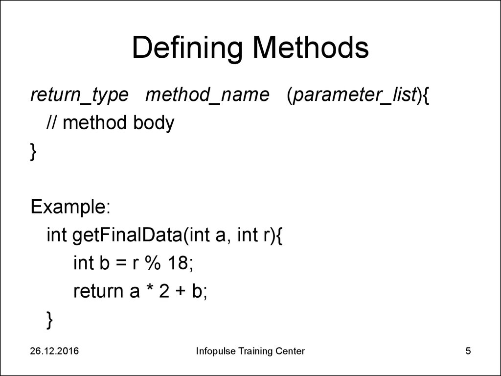 Defining Methods