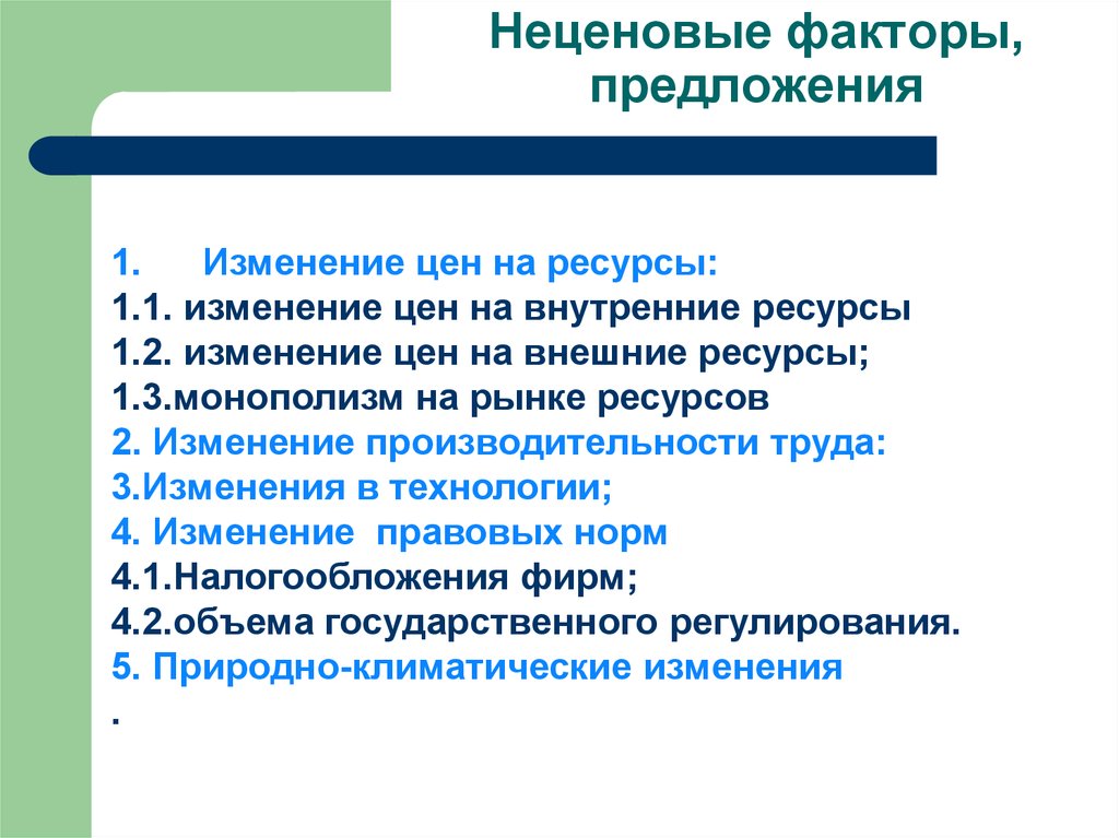 План неценовые факторы спроса и предложения в условиях рынка