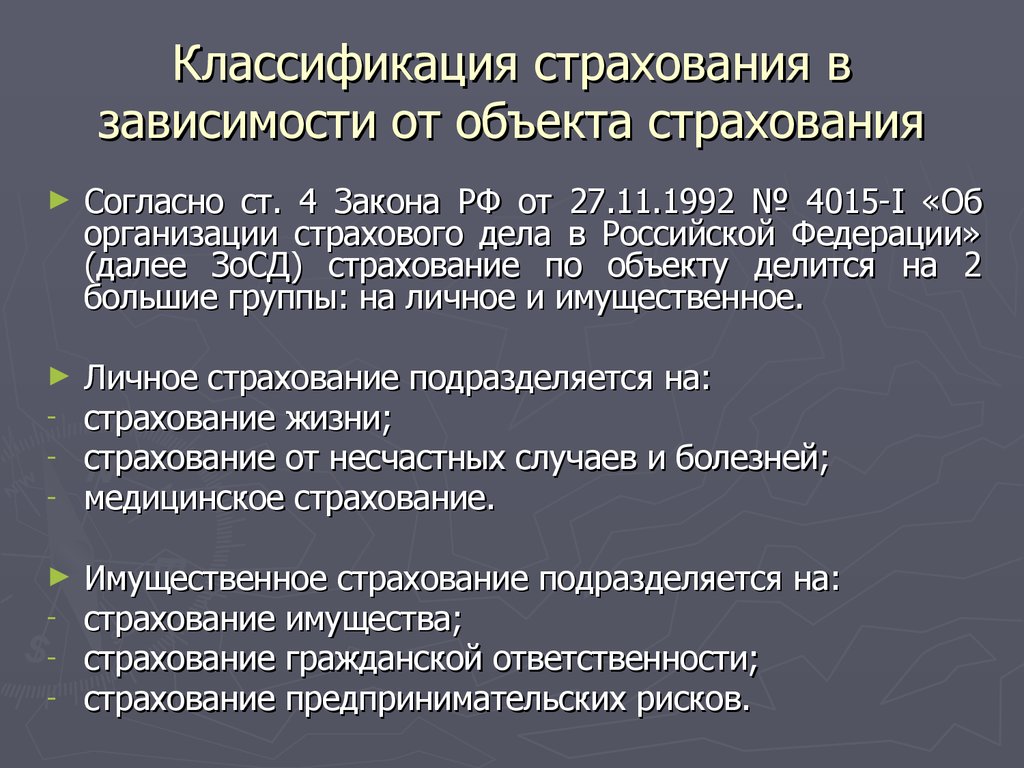 Общие вопросы страхования в РФ - презентация онлайн