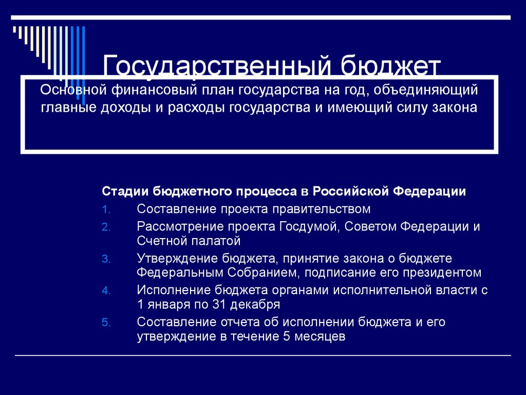 Планирование государства. Основной финансовый план страны. Государственный бюджет РФ утверждается. Принятие государственного бюджета. Государственный бюджет Российской Федерации принимается.