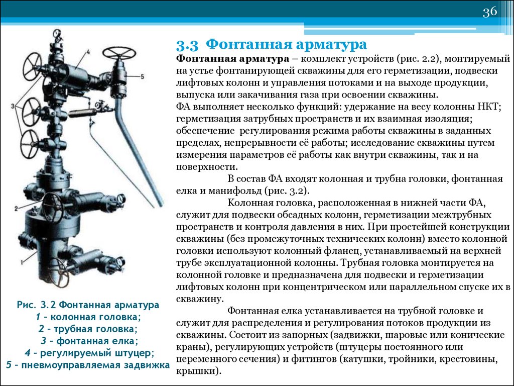 Изучение различных схем фонтанных арматур их технической характеристики