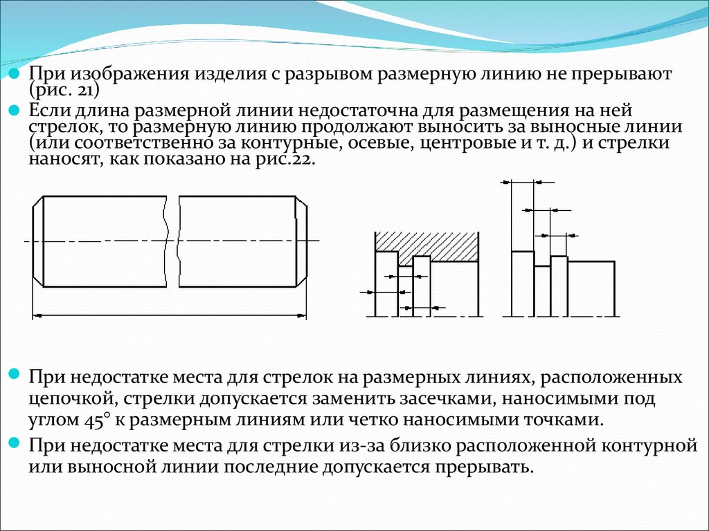 Расстояние от контура изображения изделия до первой размерной линии должно быть мм