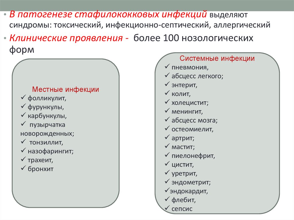 Специфическая профилактика стафилококковой инфекции. Что является основным источником стафилококковой инфекции. Основные клинические формы стафилококковых поражений кожи. Диагностика стафилококковой инфекции. Критерии выписки больного стафилококковой инфекции.