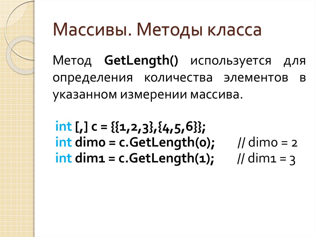 Методы массивов