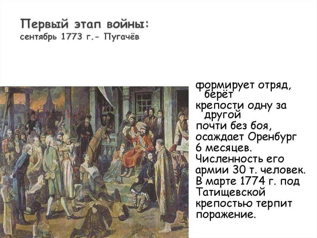 Первый этап на первом. Е. И. Пугачев 1773 г. Оренбург в крестьянской войне. Сентябрь 1773. Сентябрь 1773 г. события.