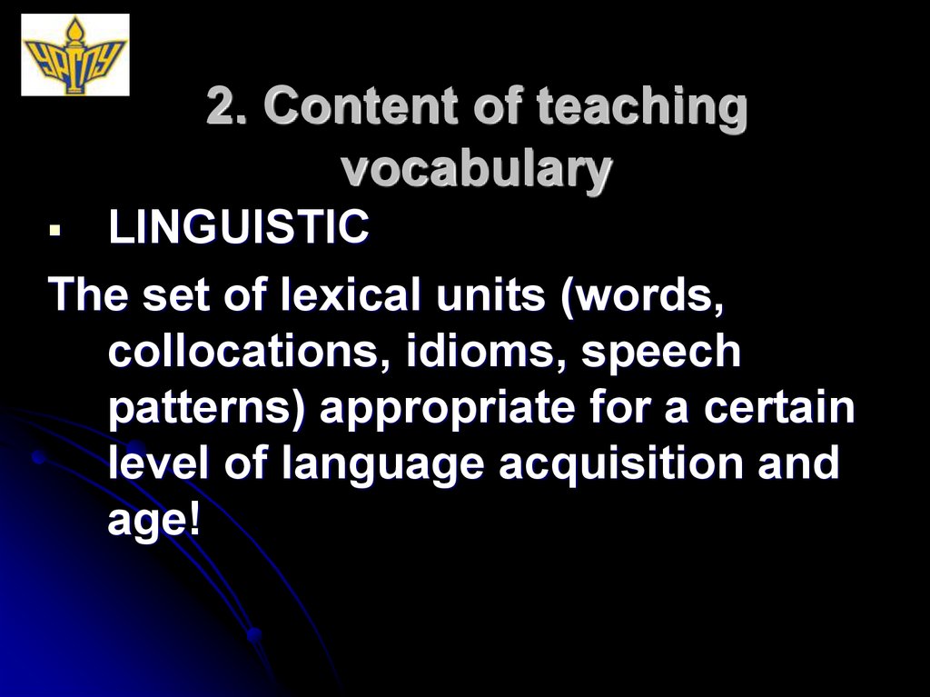 2. Content of teaching vocabulary