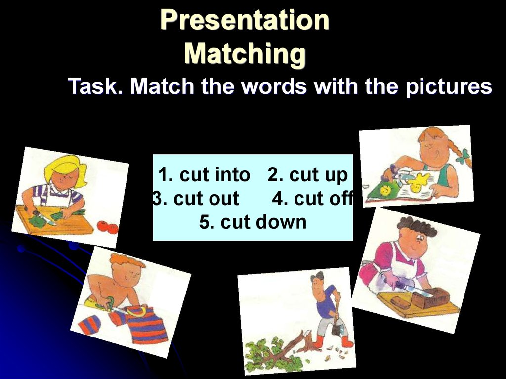 Matching the task to the text. Обучение лексике английского языка. Matching task. Matching presentation.