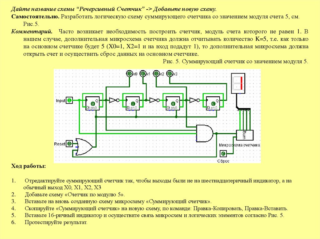 Схема суммирующего счетчика