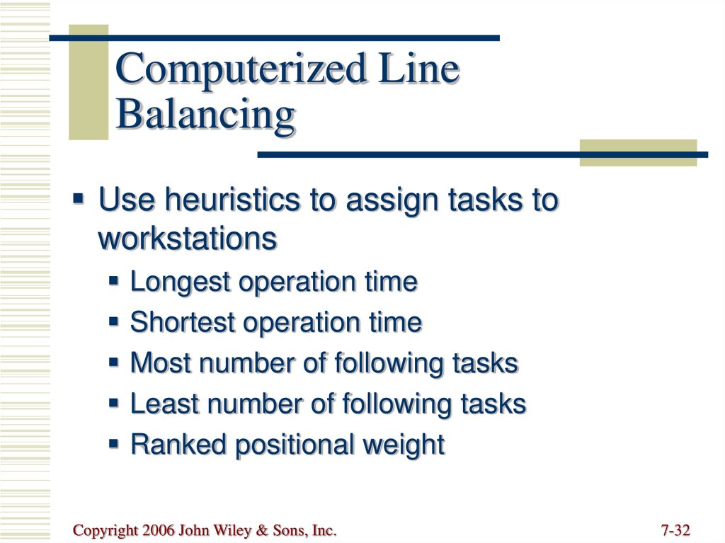 Computerized Line Balancing